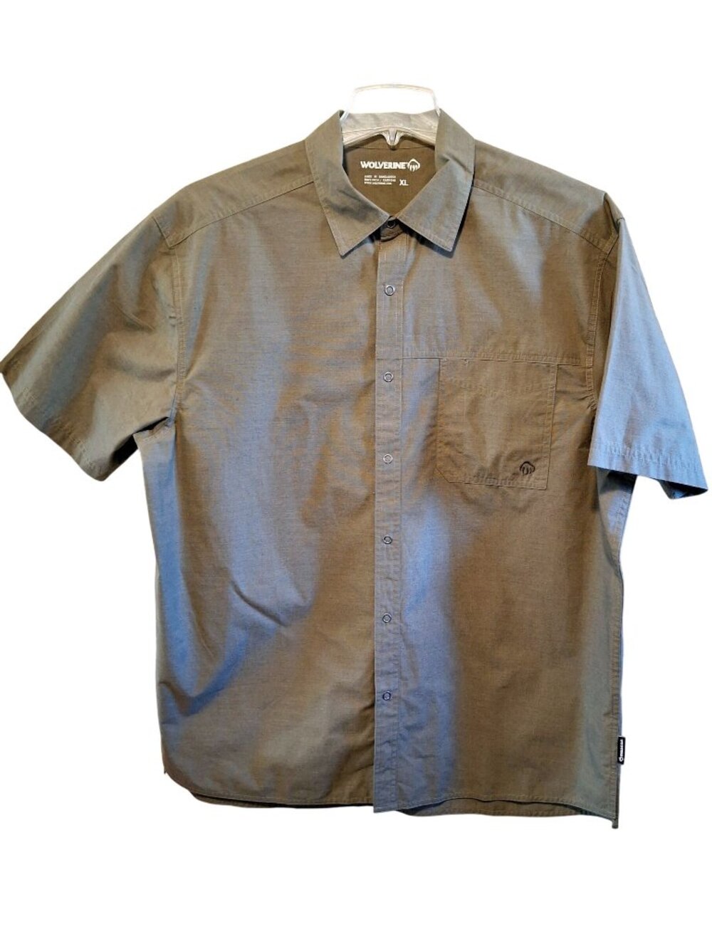 Wolverine Mens XL Green Button Front Work Shirt Short Sleeve Outdoor Utility